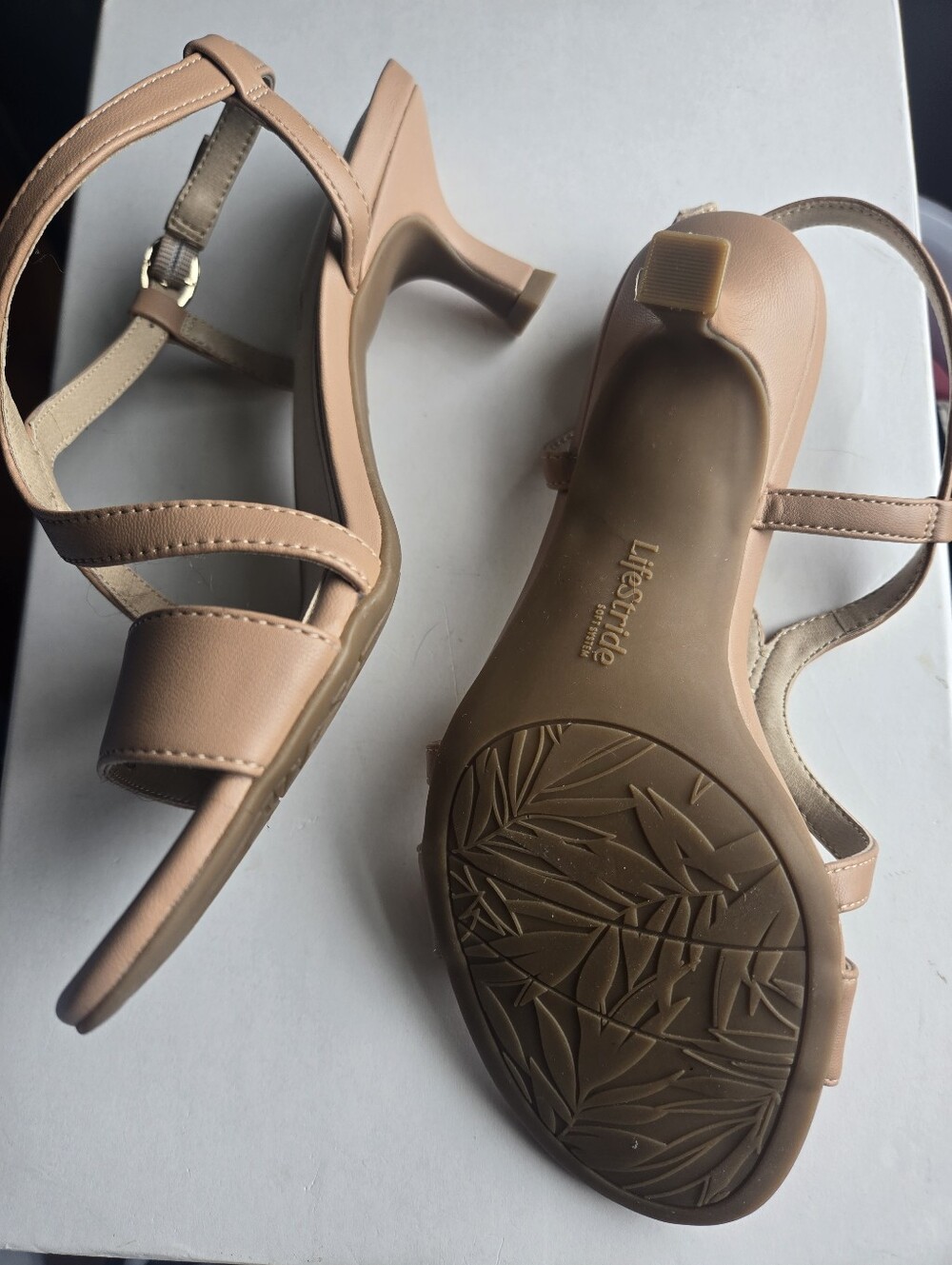 Life Stride Nude Strappy Slingback Heels - Picture 5 of 6